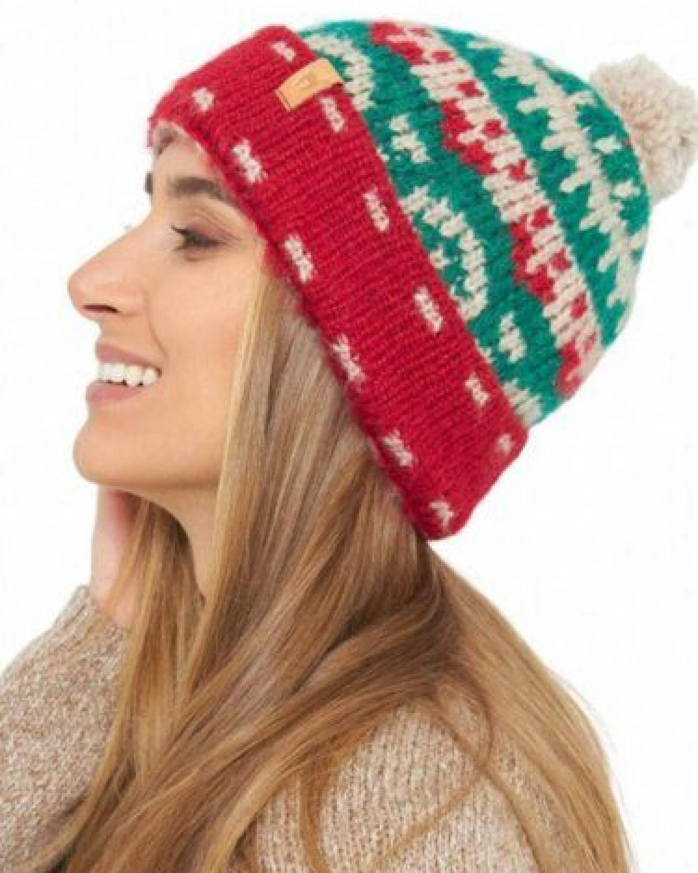 Apu Kuntur Alpaka Bommel-Mütze NAVIDAD aus Alpaka-Merino-Mix – Ansicht 2