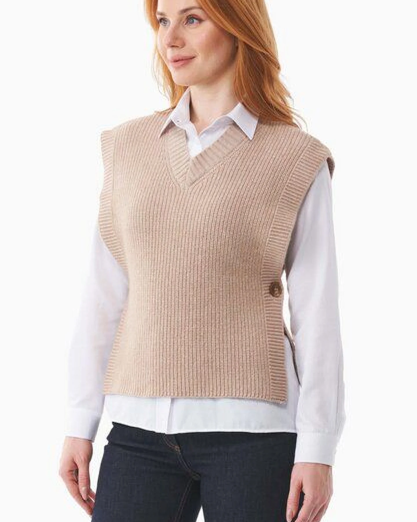 ORGANICATION Ärmelloser Pullover aus Bio-Baumwolle Mix – Ansicht 3