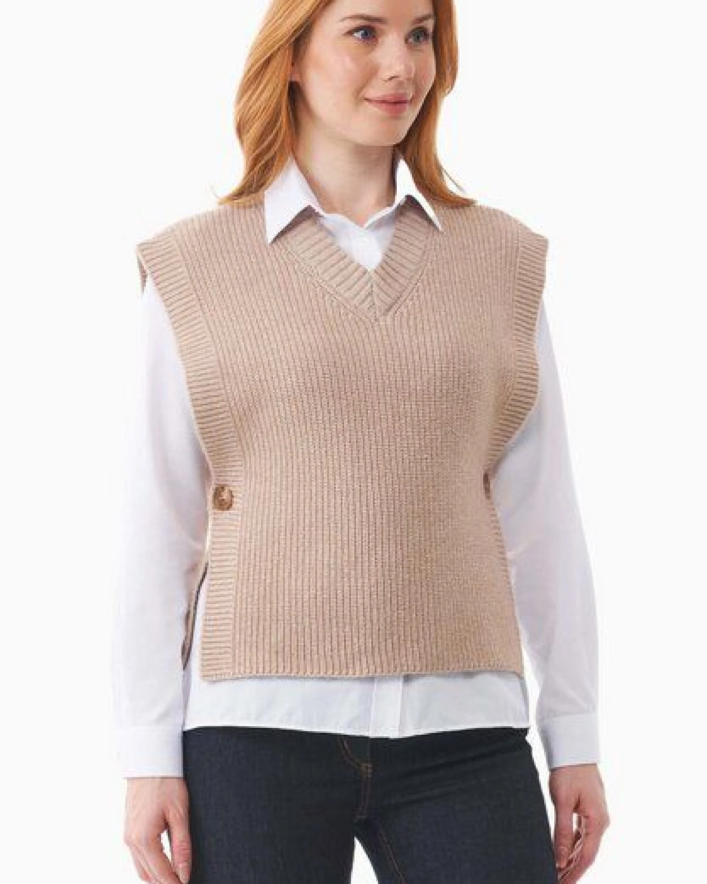 ORGANICATION Ärmelloser Pullover aus Bio-Baumwolle Mix – Ansicht 4