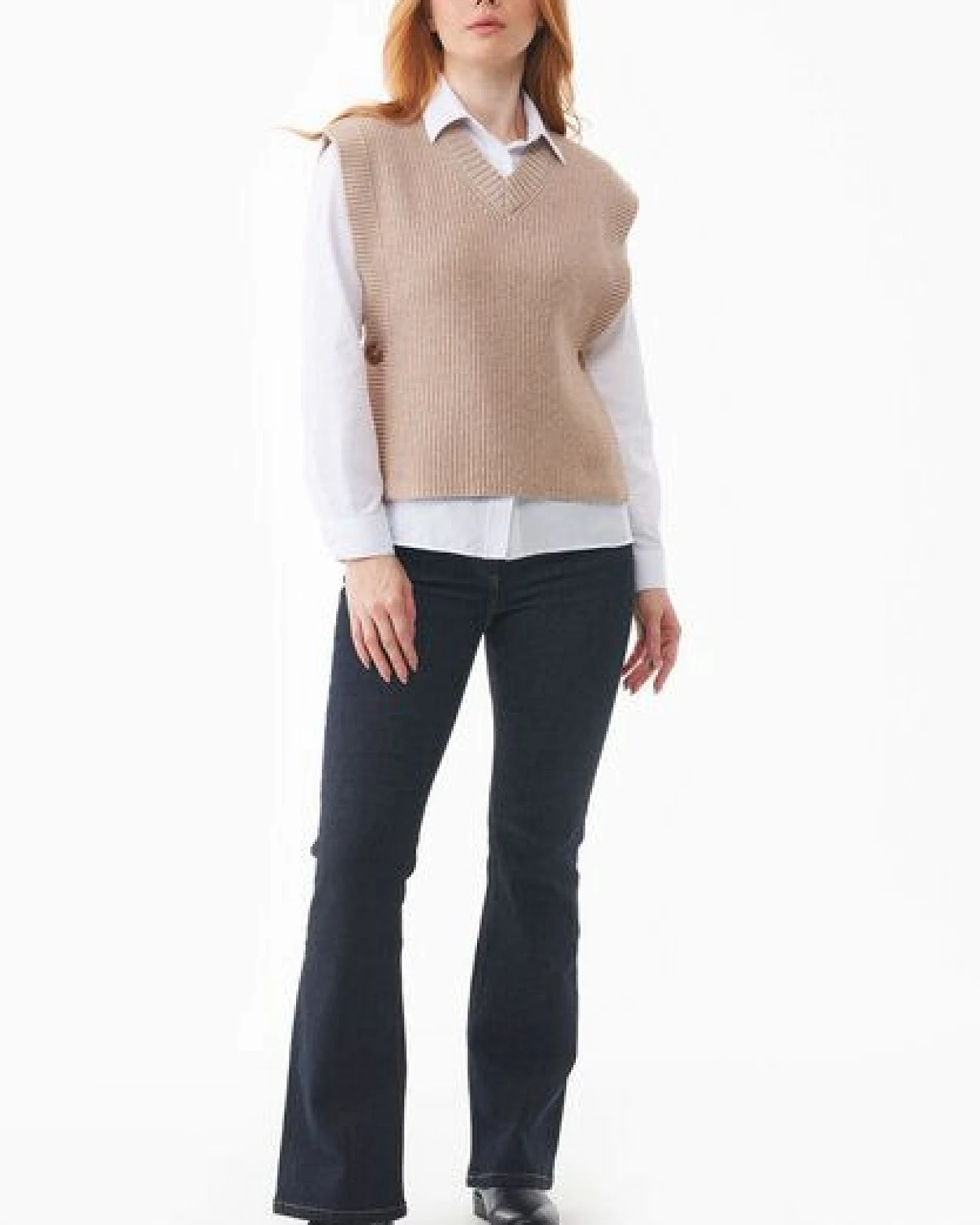 ORGANICATION Ärmelloser Pullover aus Bio-Baumwolle Mix – Ansicht 2