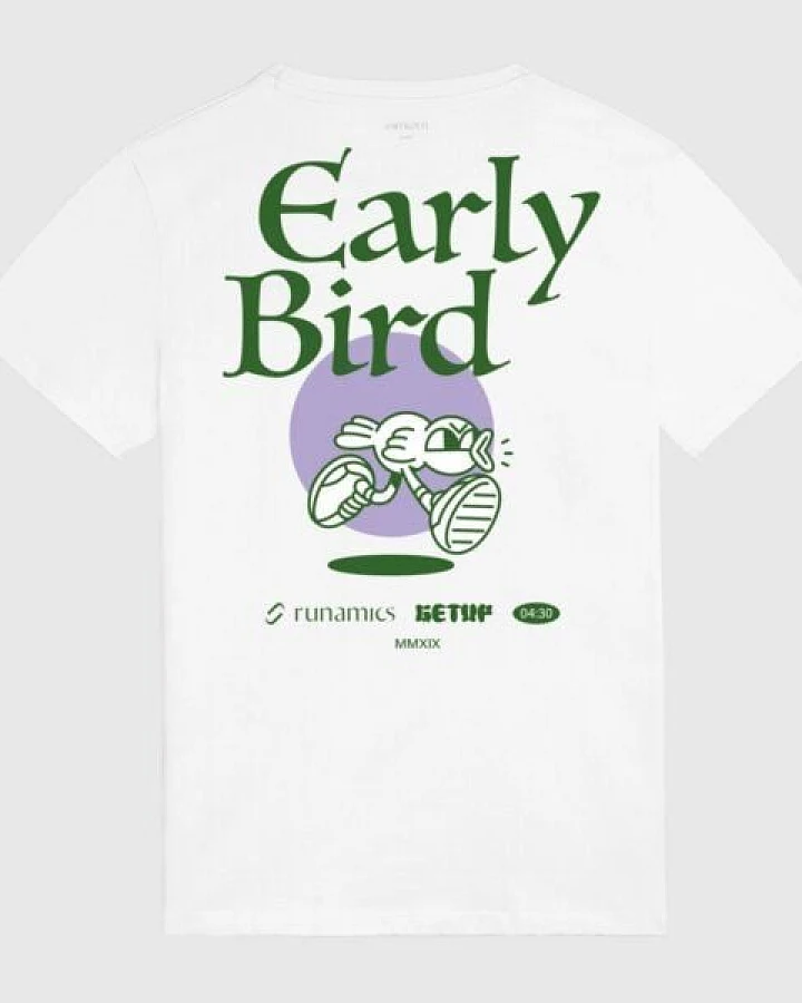 runamics Early Bird T-Shirt, Biobaumwolle, unisex, weiß