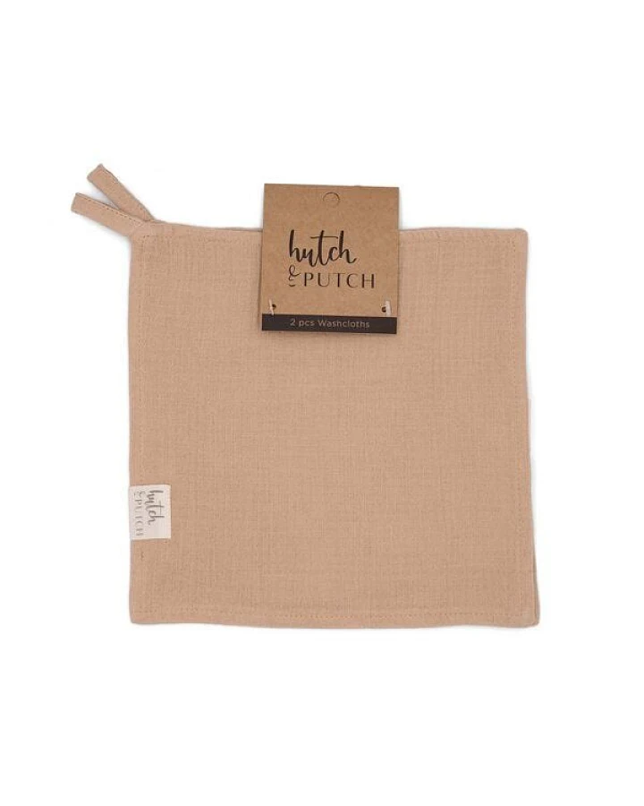 Hutch&Putch Musselin Waschlappen 2er Set - Baby Waschtuch - aus 100% Bio Baumwolle - Kuschelweich, Saugfähig und Schnelltrocknend