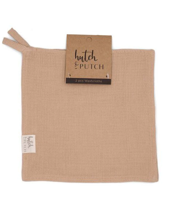 Hutch&Putch Musselin Waschlappen 2er Set - Baby Waschtuch - aus 100% Bio Baumwolle - Kuschelweich, Saugfähig und Schnelltrocknend
