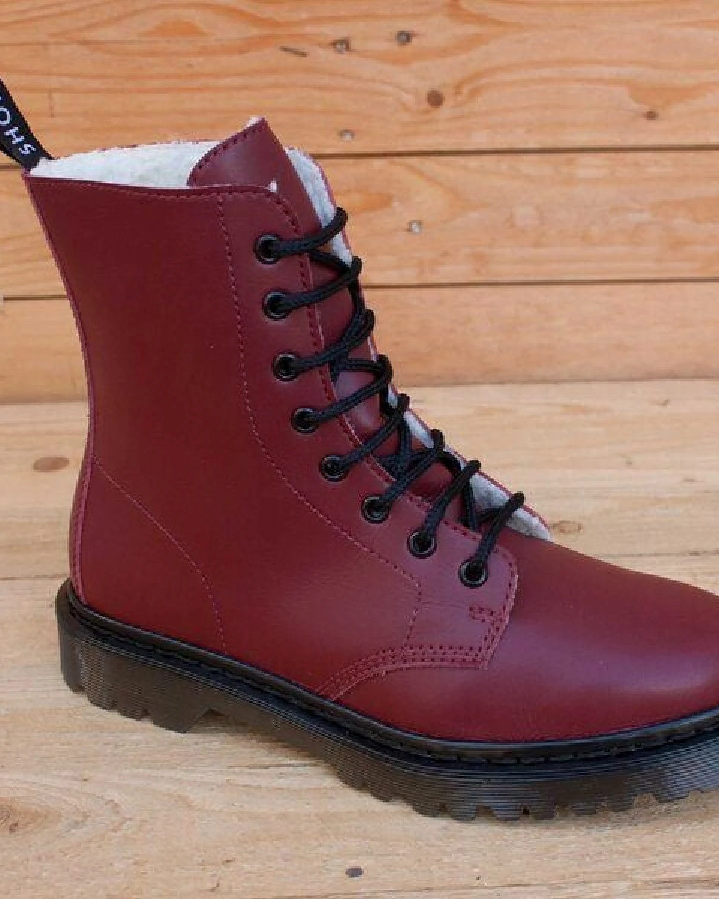 Shoezuu Vegan Shoezuu 8 Loch Mikrofaser Winterboots cherry – Ansicht 2