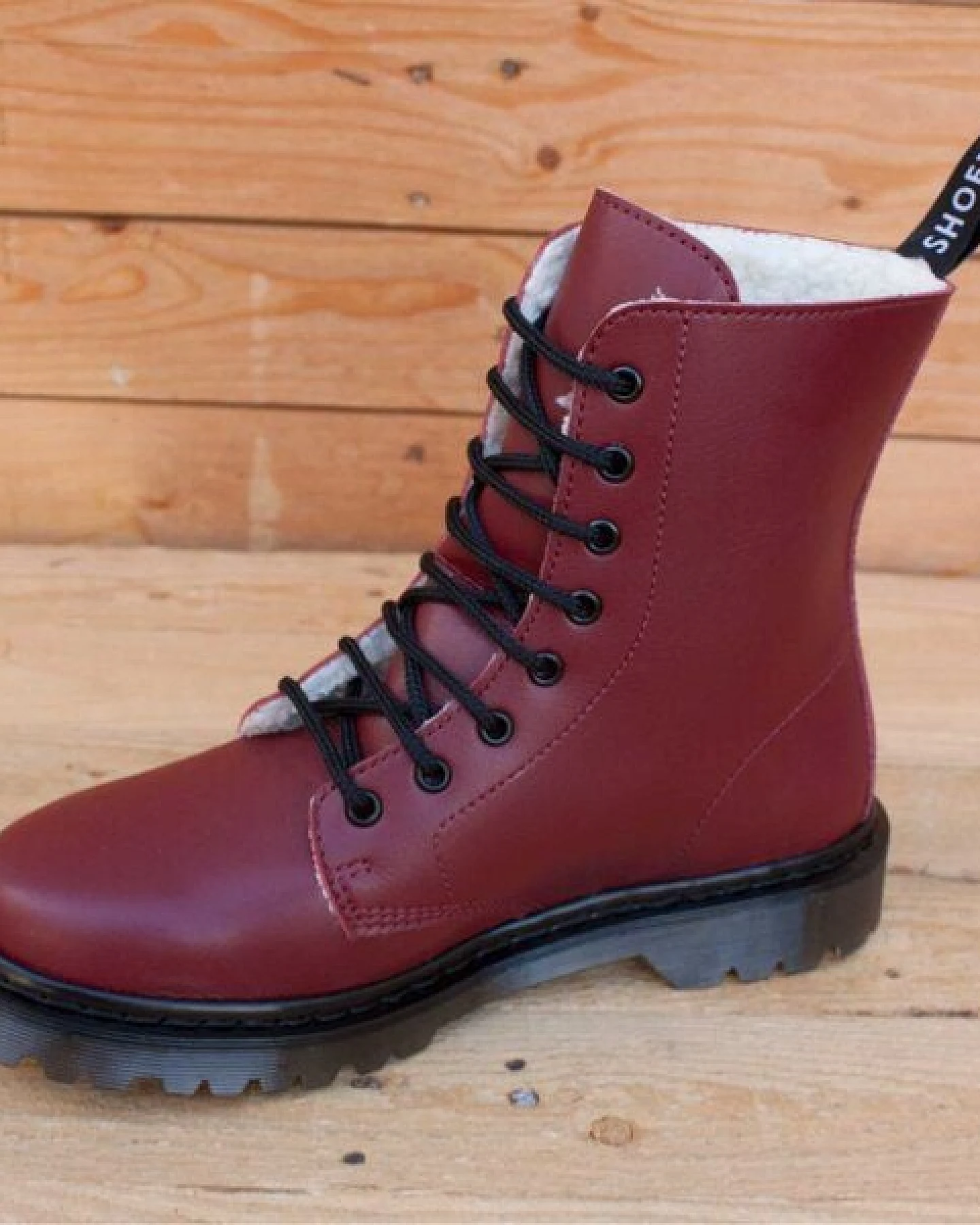 Shoezuu Vegan Shoezuu 8 Loch Mikrofaser Winterboots cherry – Ansicht 3