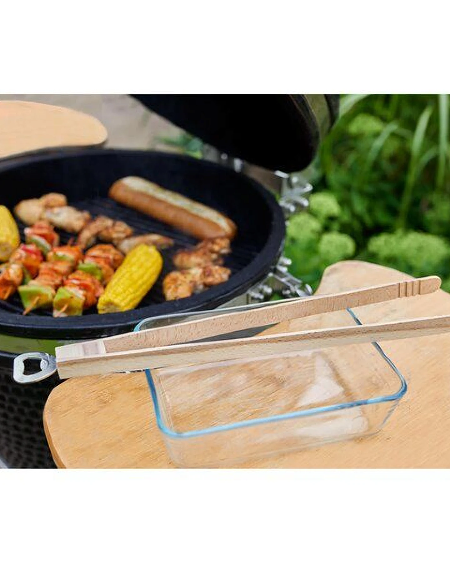 elasto Grillzange aus Holz - Fleischzange zum Grillen mit Flaschenöffner – Ansicht 4