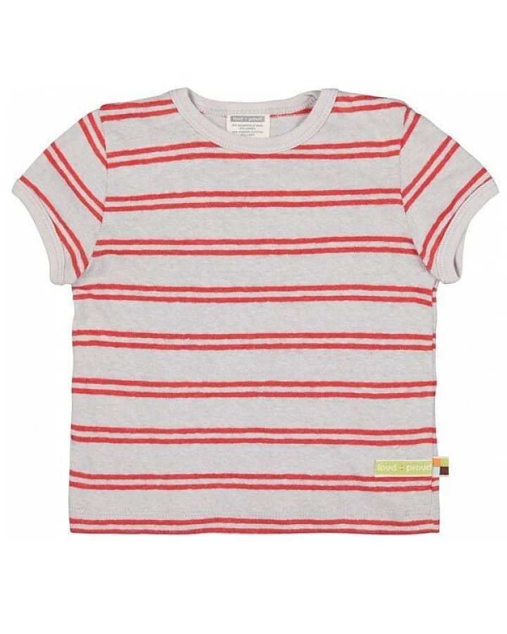 loud + proud Babys & Kinder T-Shirt Streifen mit Leinen, GOTS-zertifiziert