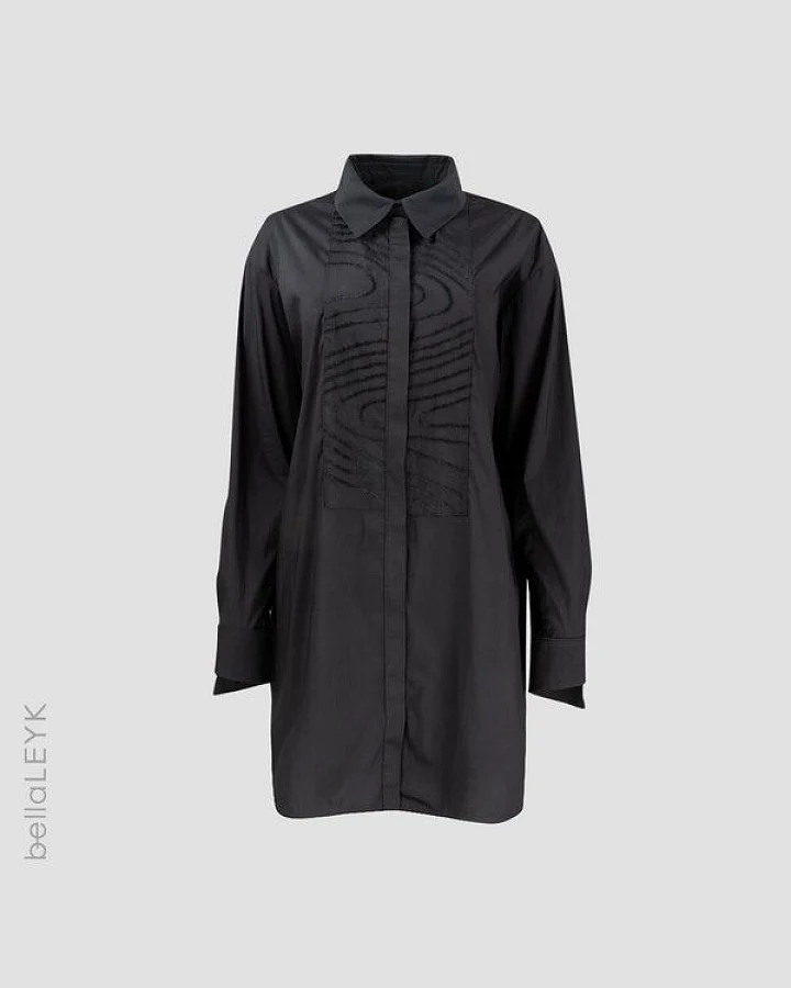bellaLEYK Oversized Hemdbluse mit Multitudes Stickerei