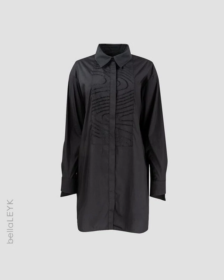 bellaLEYK Oversized Hemdbluse mit Multitudes Stickerei