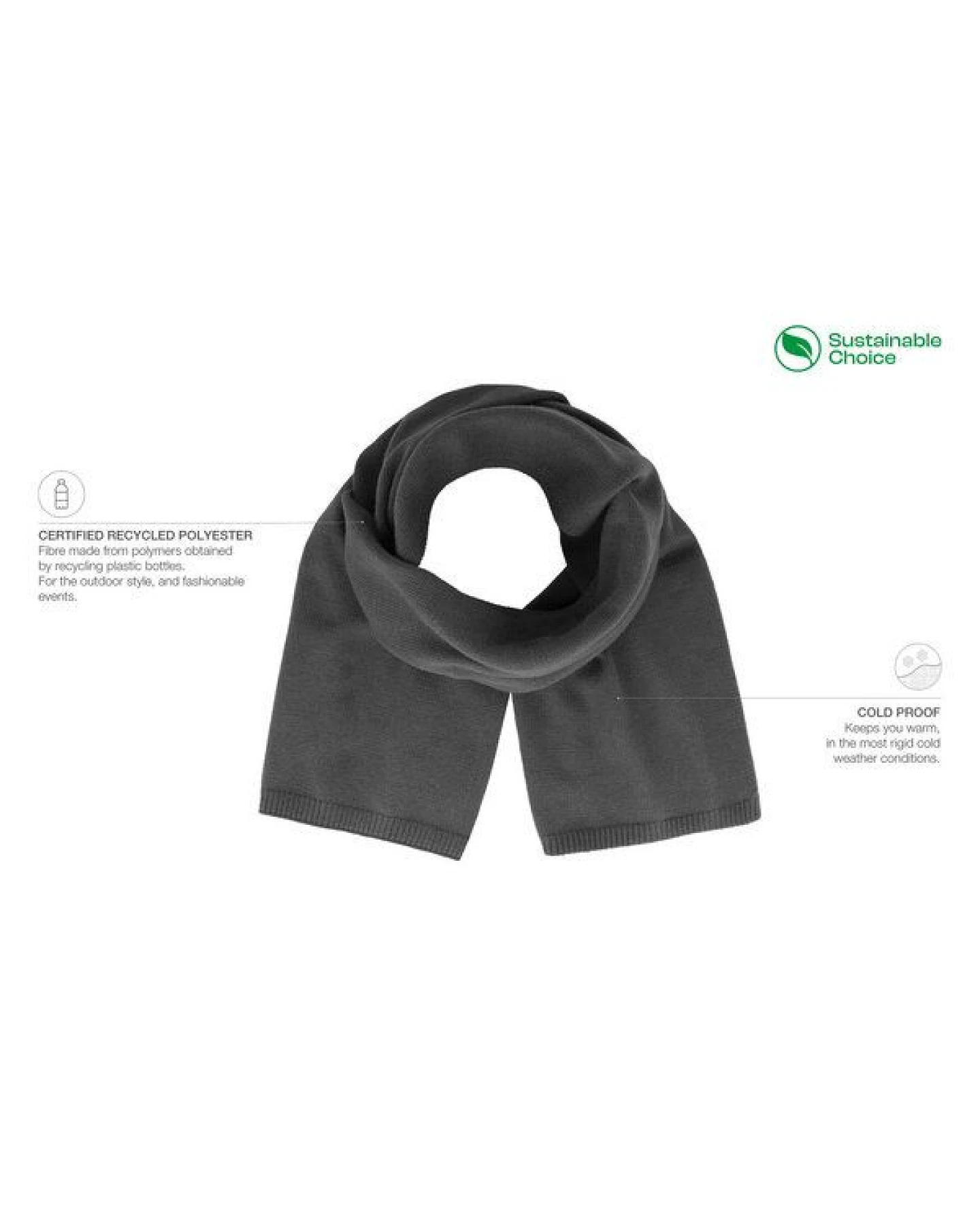 Atlantis Headwear Lässiger Schal aus einer Lage recyceltem Polyestergarn 1,6m – Ansicht 3