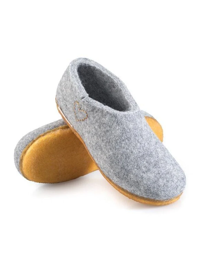 naturling Filz Damen Hausschuhe - Boots mit Kautschuksohle