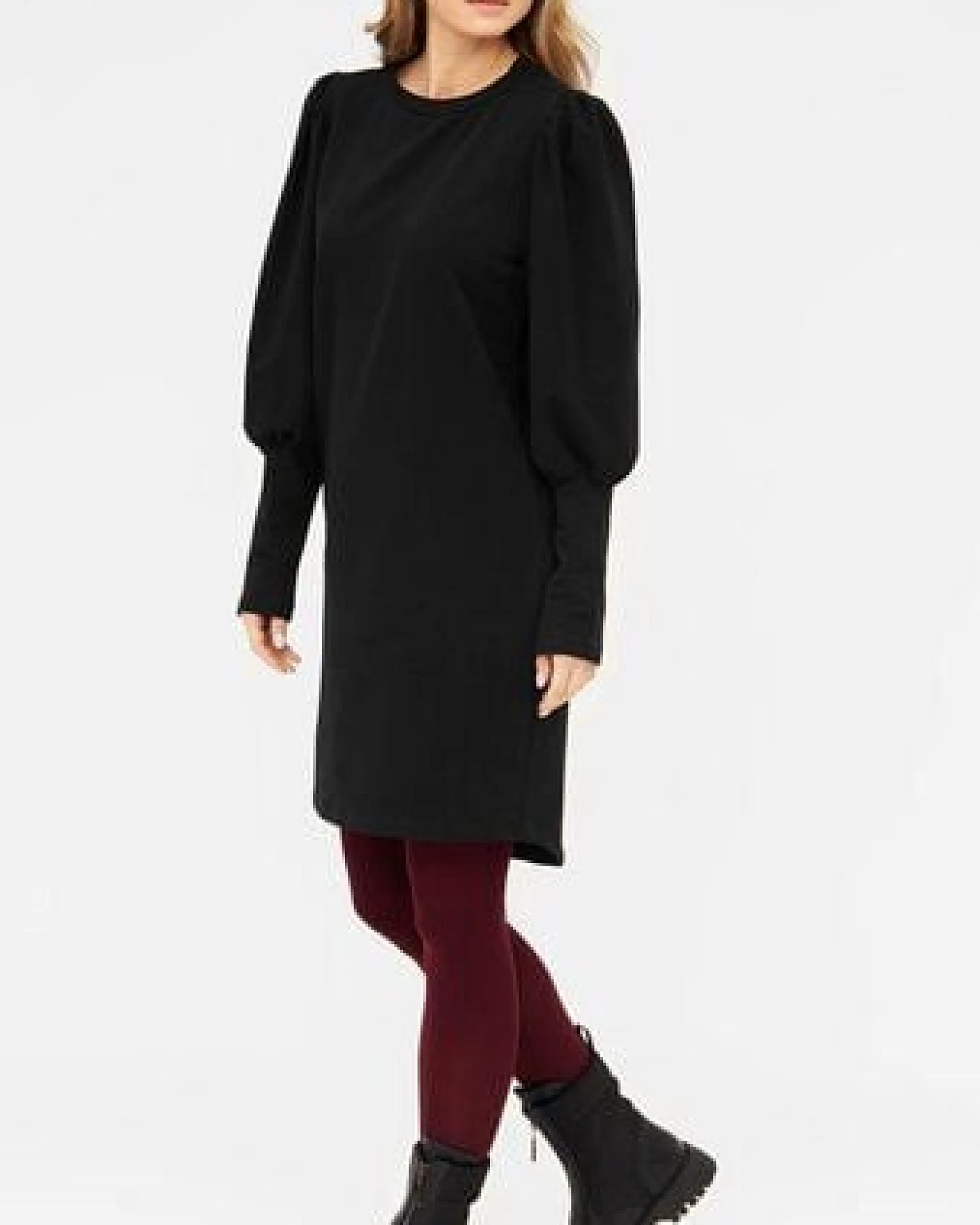 WiDDA berlin KOILE schwarzes Sweatkleid mit Puffärmeln aus Bio-Baumwolle – Ansicht 4