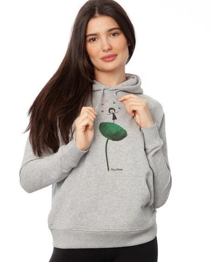 FellHerz Damen Hoodie Rainbow Girl grey melange, Bio Fair und Vegan