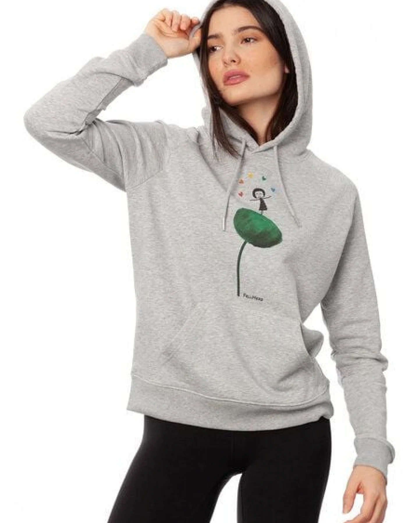 FellHerz Damen Hoodie Rainbow Girl grey melange, Bio Fair und Vegan – Ansicht 3
