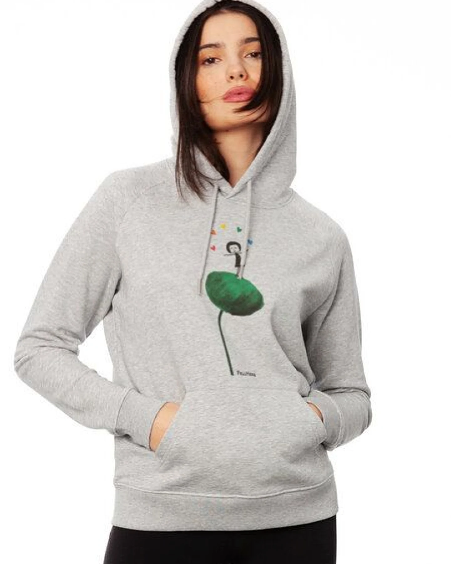 FellHerz Damen Hoodie Rainbow Girl grey melange, Bio Fair und Vegan – Ansicht 2