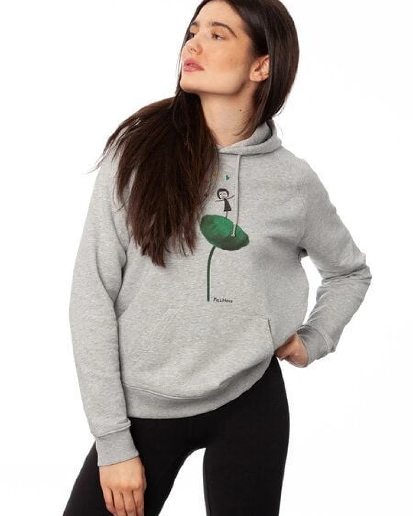 FellHerz Damen Hoodie Rainbow Girl grey melange, Bio Fair und Vegan – Ansicht 4