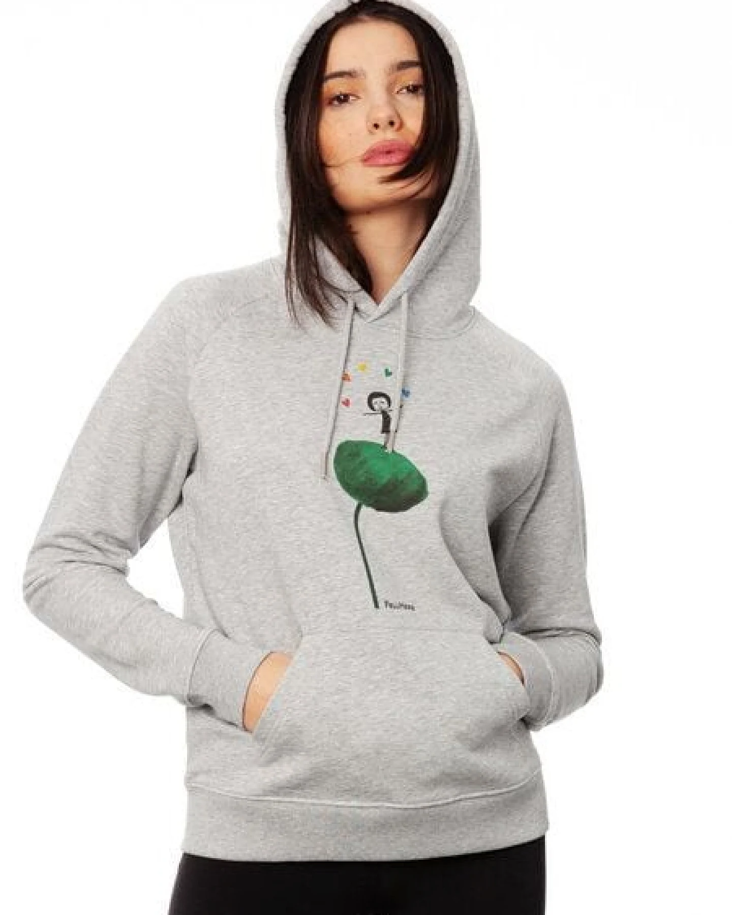 FellHerz Damen Hoodie Rainbow Girl grey melange, Bio Fair und Vegan – Ansicht 2