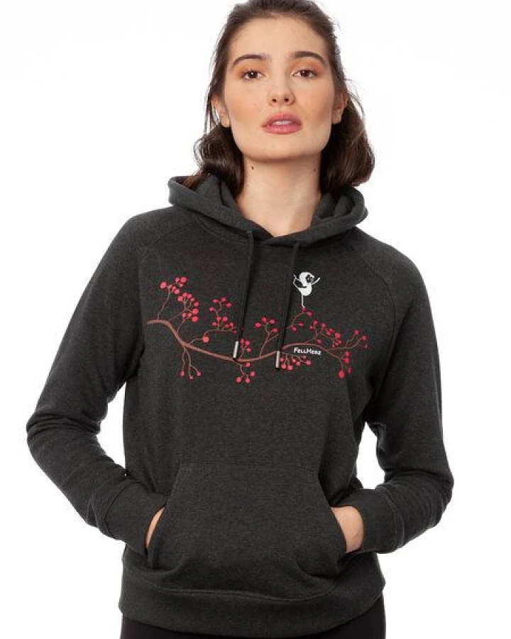 FellHerz Damen Hoodie Asana Girl dark grey melange, Bio Fair und Vegan
