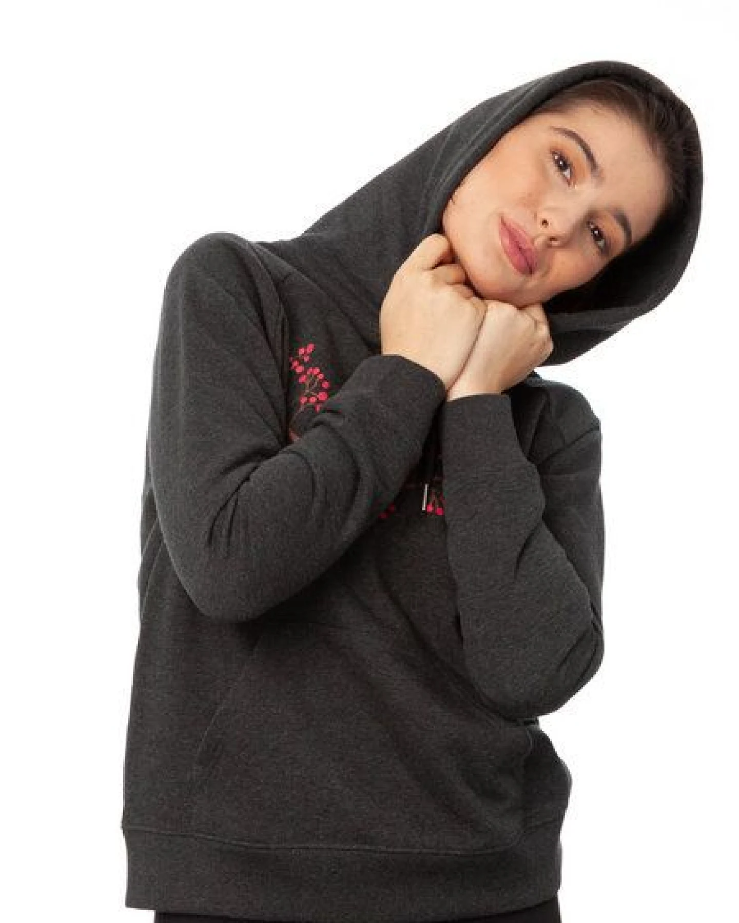 FellHerz Damen Hoodie Asana Girl dark grey melange, Bio Fair und Vegan – Ansicht 4