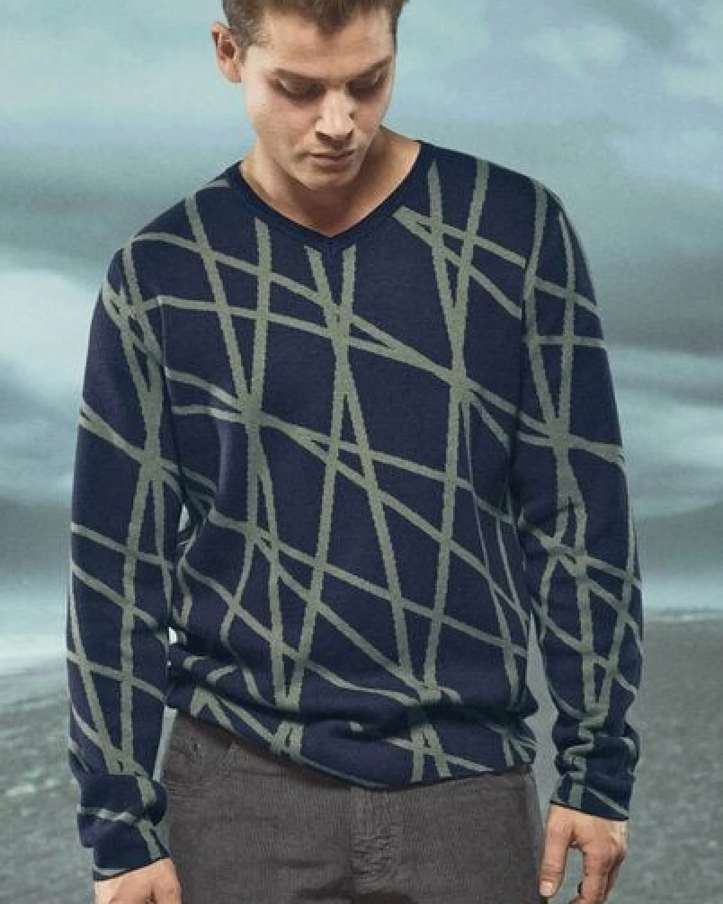 HempAge V-Kragen Pullover mit Muster Hanf/Biobaumwolle – Ansicht 4