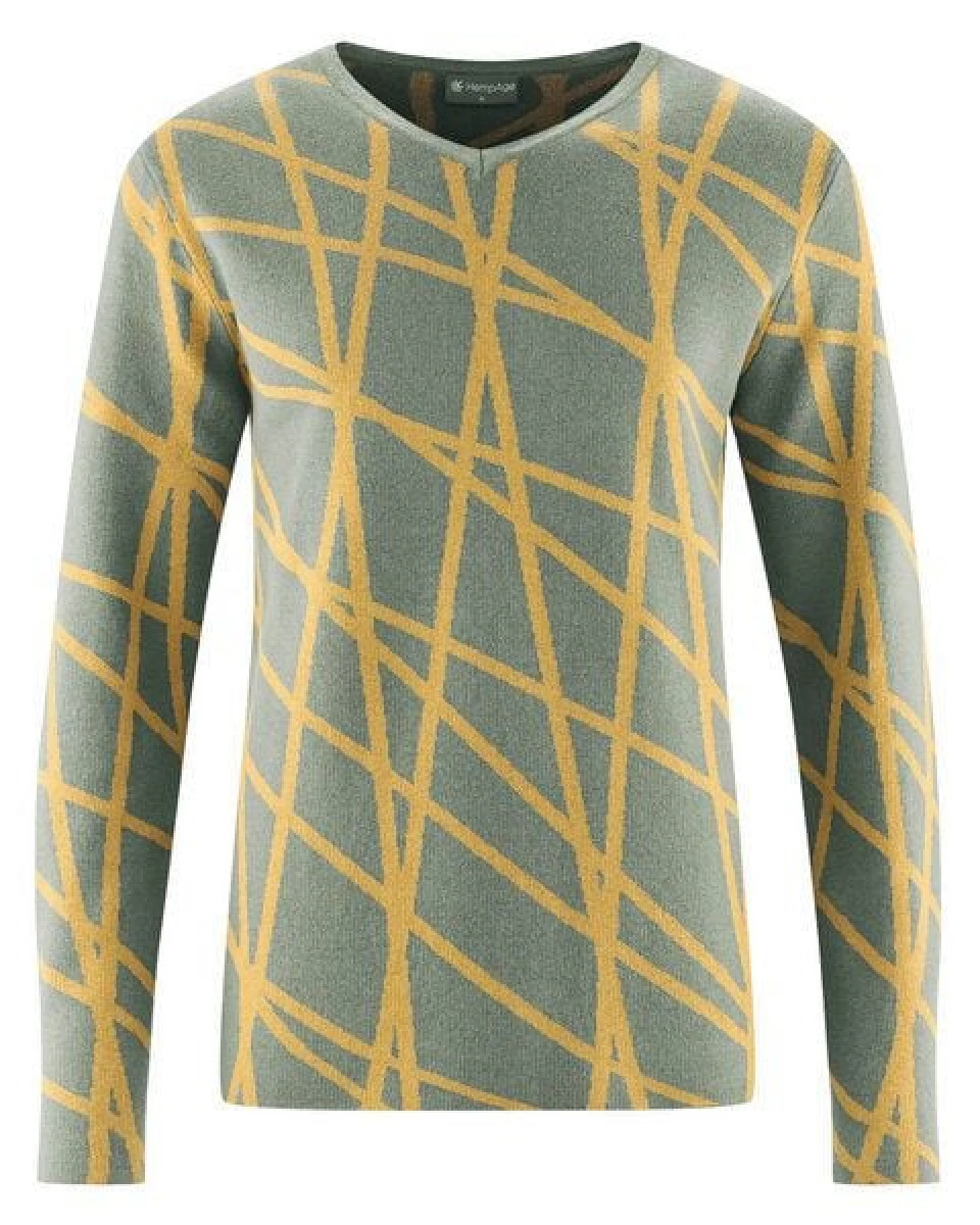 HempAge V-Kragen Pullover mit Muster Hanf/Biobaumwolle – Ansicht 2