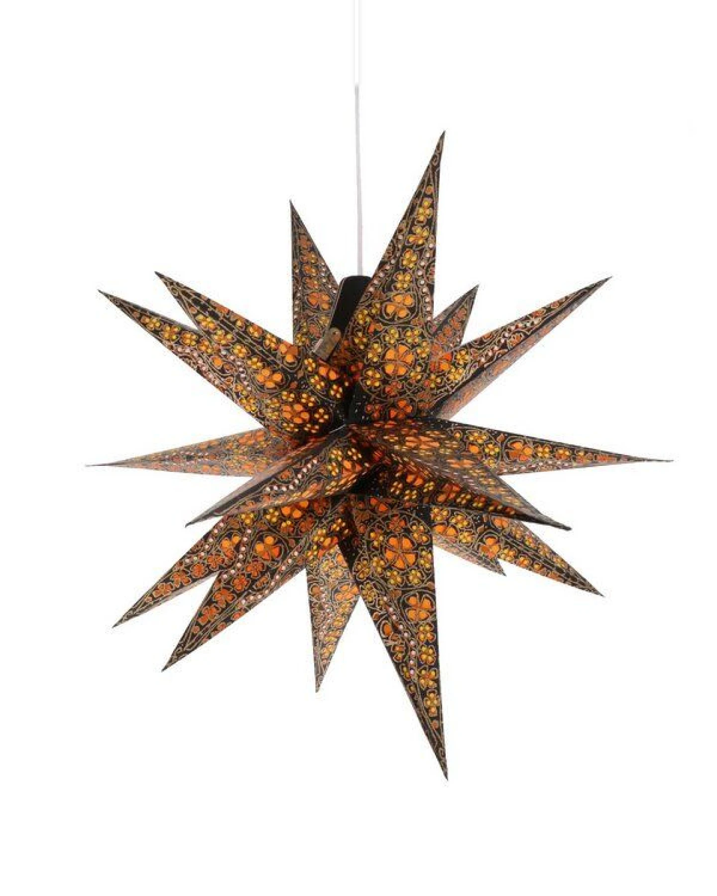MoreThanHip Moravian -Vielzackiger weißer Weihnachtsstern aus Papier & Beleuchtungskabel - Jaipur – Ansicht 2