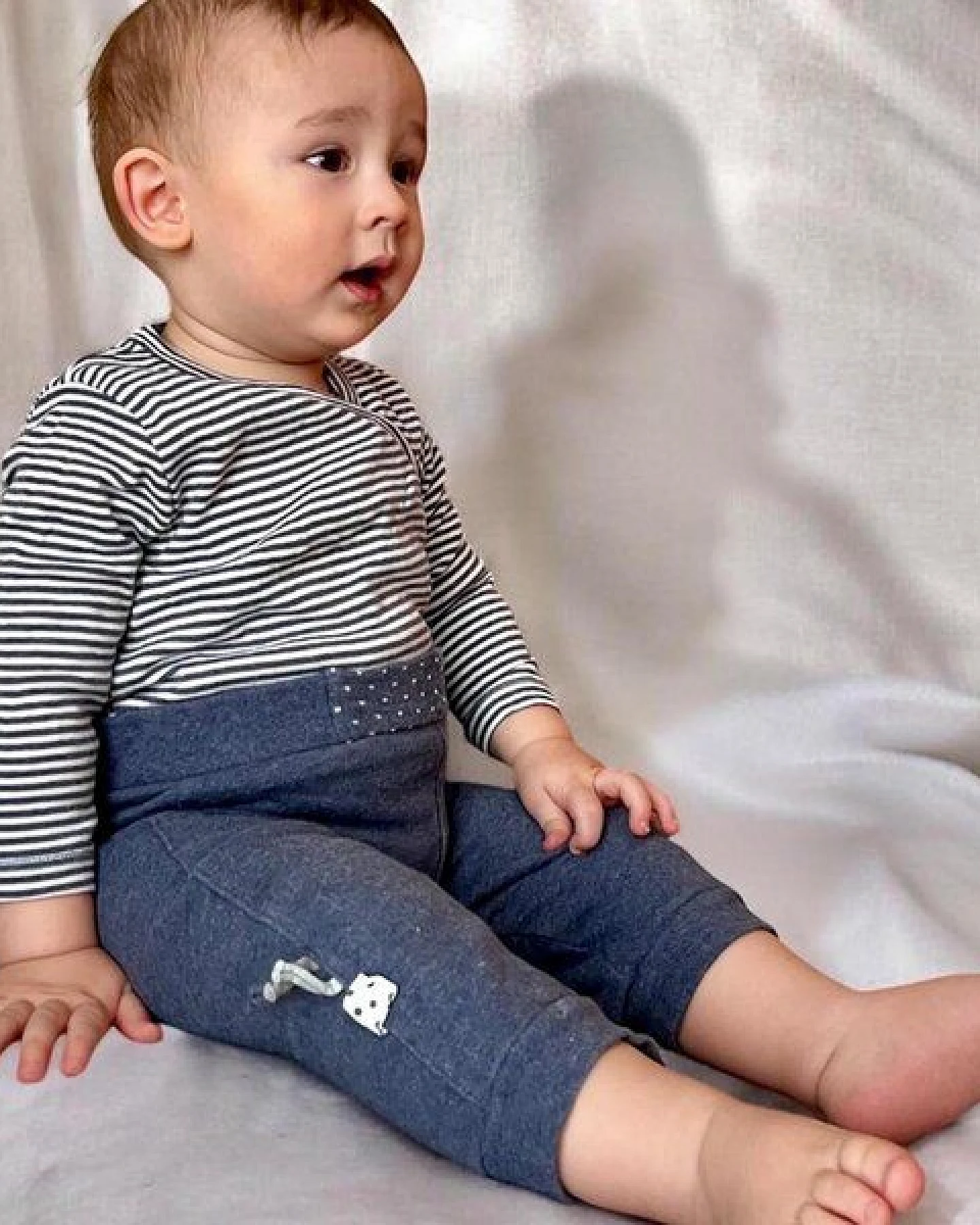 Baby Langarm Kimono Bodysuit, gestreift 'OrganicEra' aus Bio Baumwolle – Ansicht 2