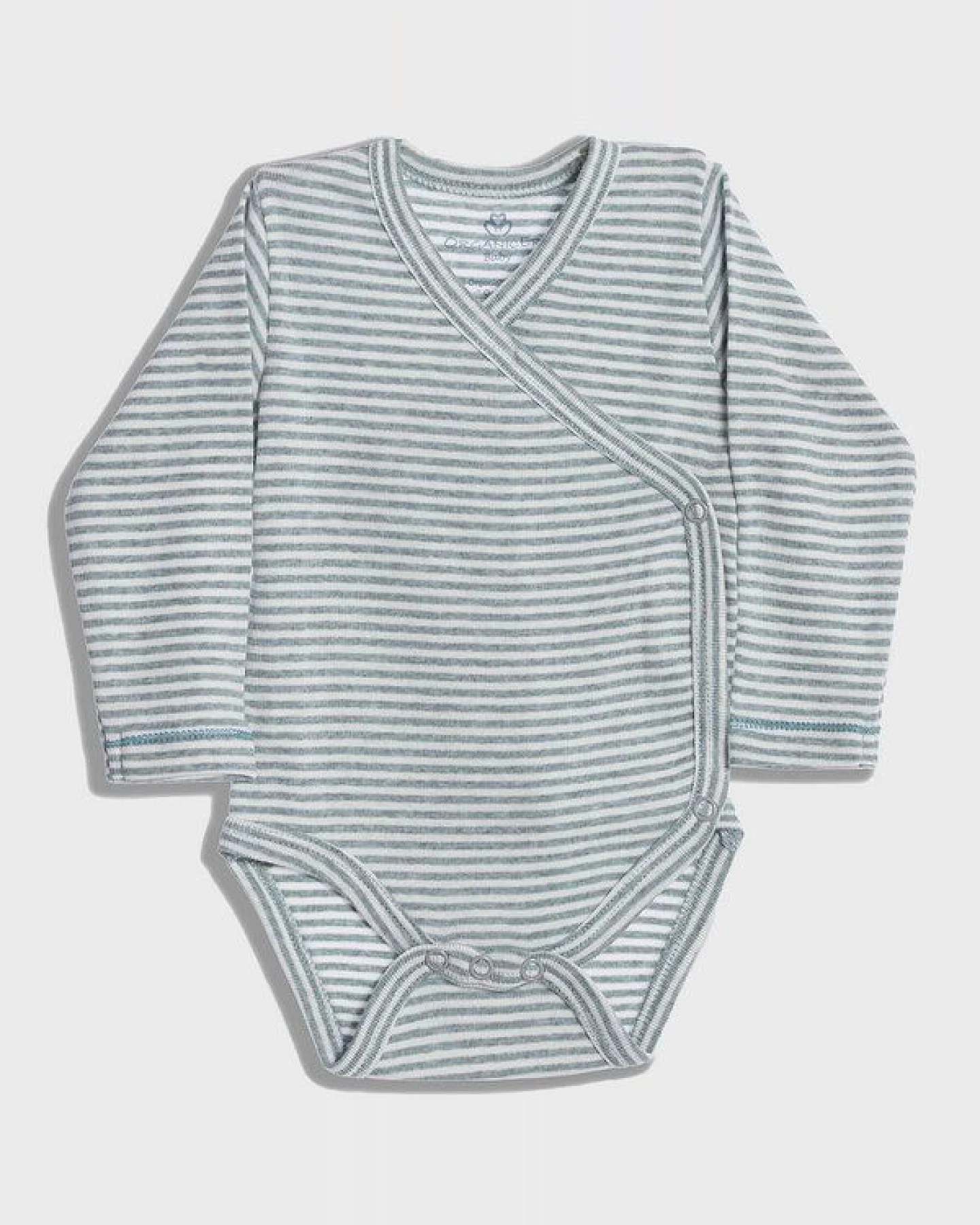 Baby Langarm Kimono Bodysuit, gestreift 'OrganicEra' aus Bio Baumwolle – Ansicht 3