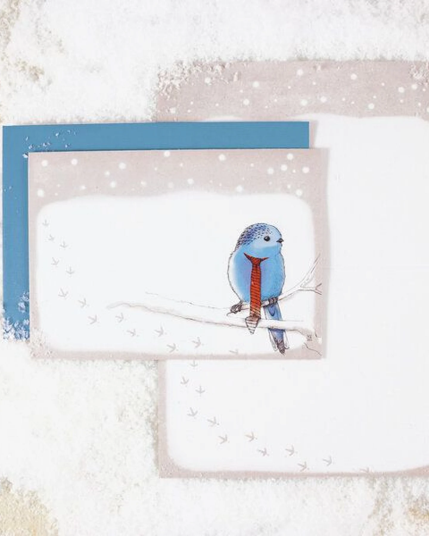 Bow & Hummingbird Grußkarte Vogel im Schnee – Ansicht 2