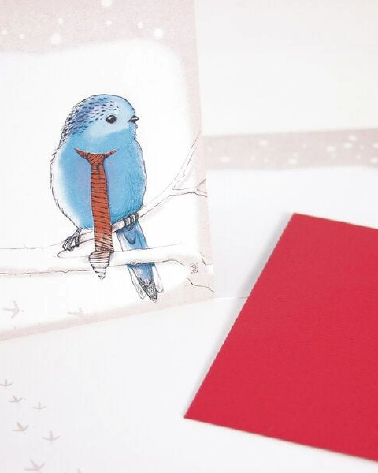 Bow & Hummingbird Grußkarte Vogel im Schnee – Ansicht 2