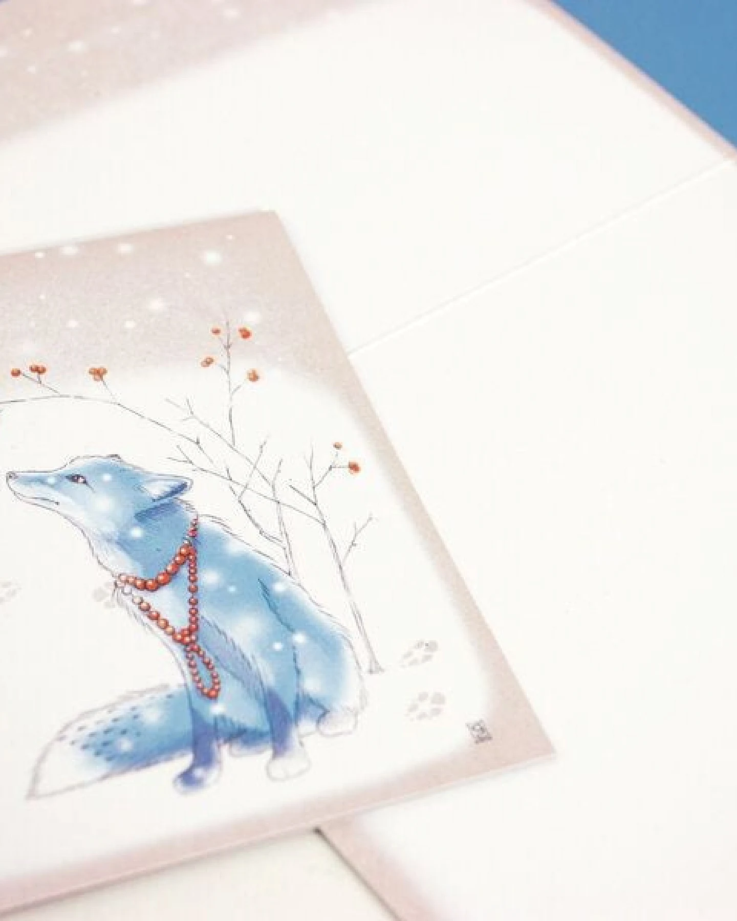 Bow & Hummingbird Grußkarte Fuchs im Schnee – Ansicht 2