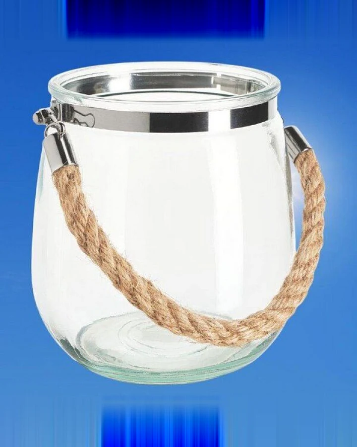ReineNatur Windlicht aus Glas mit Jutekordel - Laterne -Glas