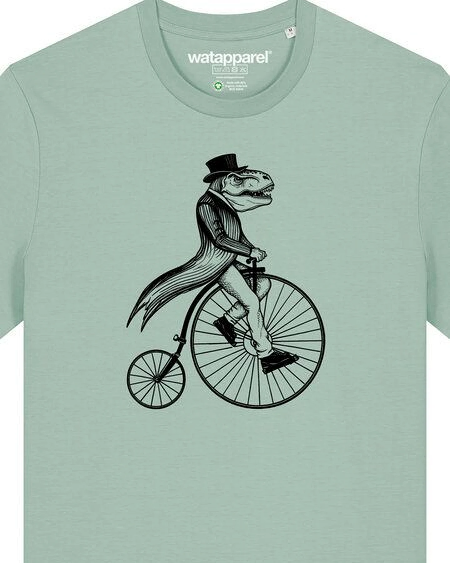 watapparel T-Shirt Unisex T-Rex auf Fahrrad – Ansicht 3