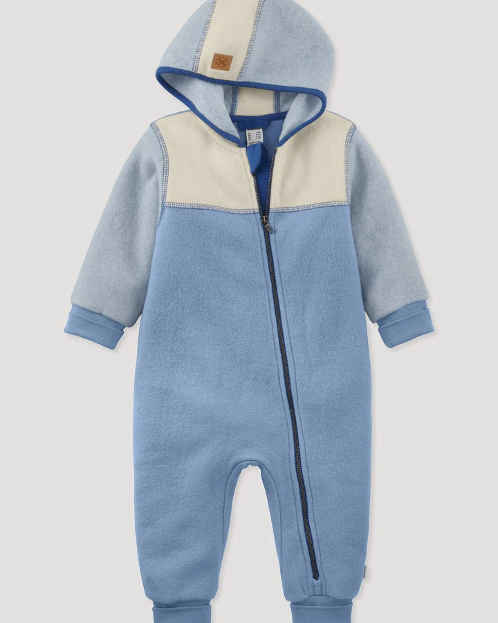 hessnatur Baby Softfleece Overall aus Bio-Baumwolle - blau - Größe 50/56