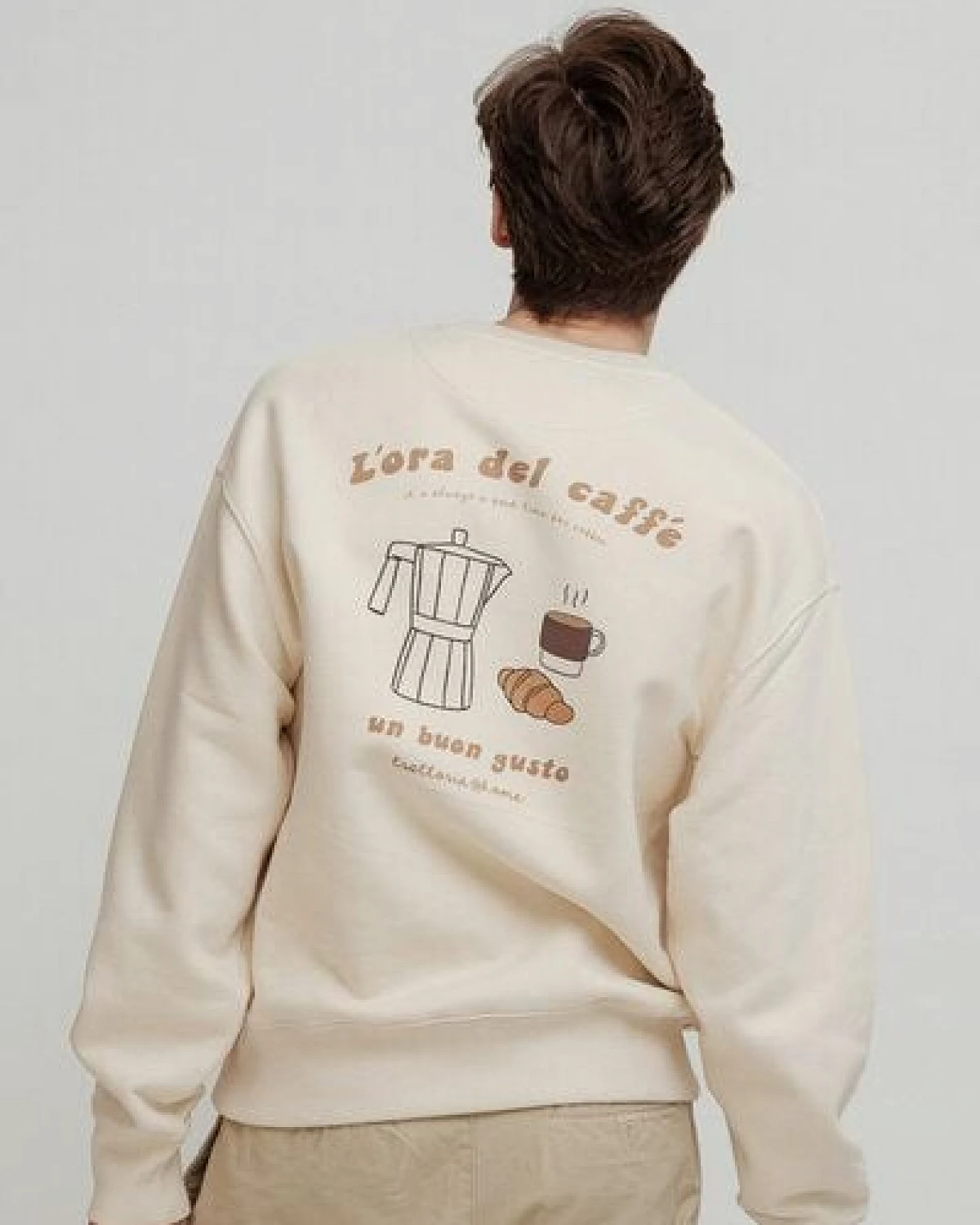 Kultgut Flauschiger Oversize Sweater / Caffé – Ansicht 4