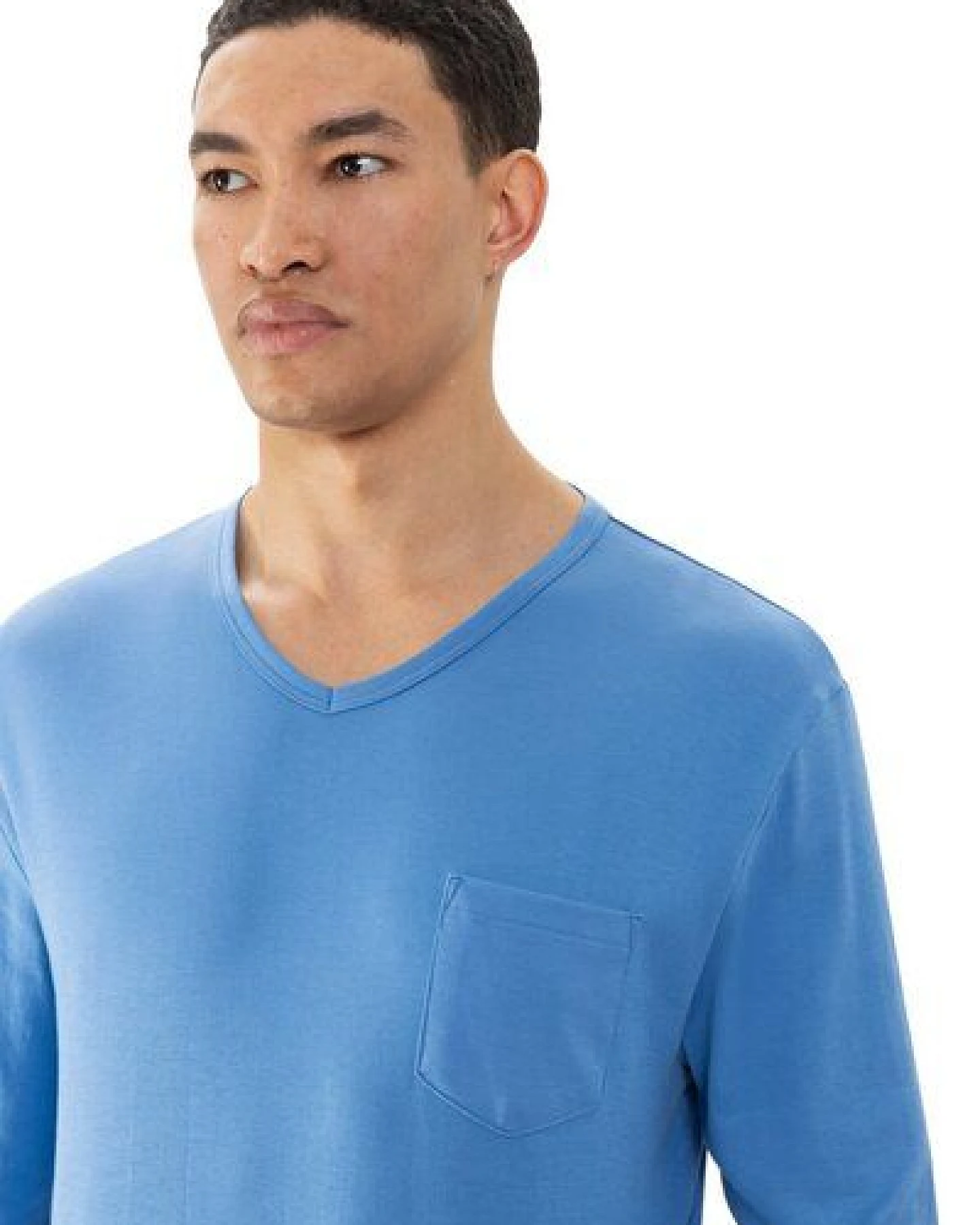 Mey Herren Schlafanzug Pyjama lang "Micro Blue" Made-in-Green – Ansicht 3
