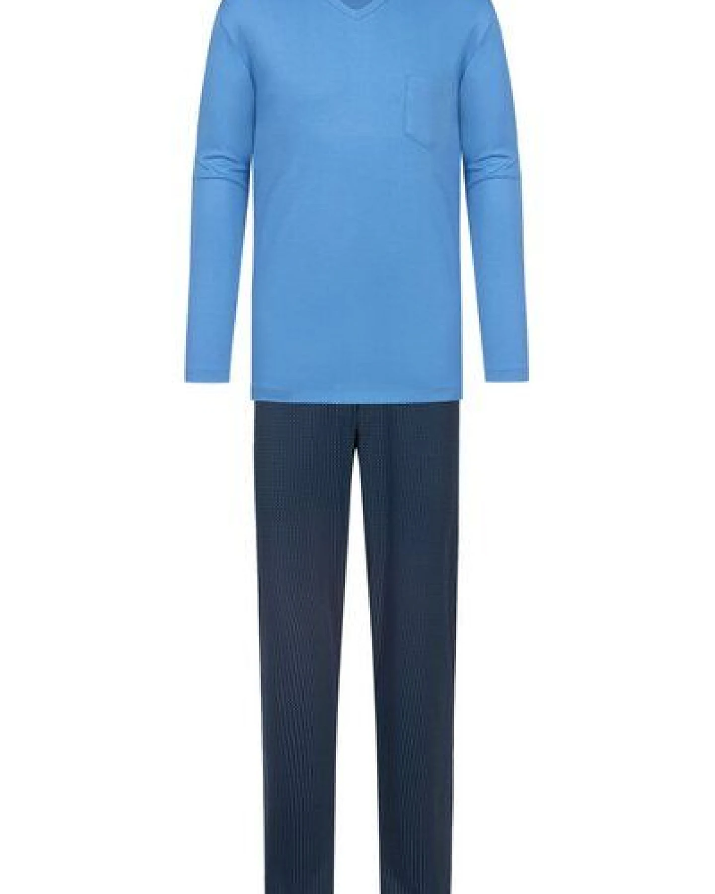 Mey Herren Schlafanzug Pyjama lang "Micro Blue" Made-in-Green – Ansicht 4