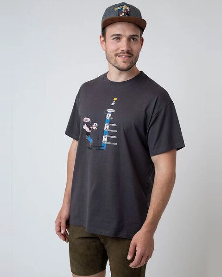 Bavarian Caps Herren T-Shirt Popeye haut den Lukas - Dunkelgrau
