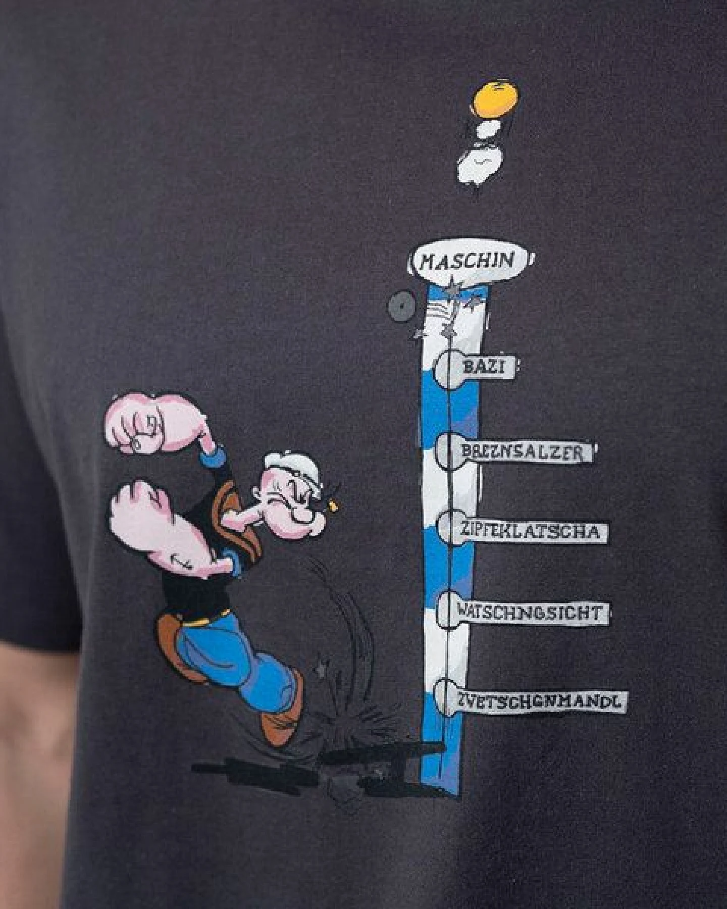 Bavarian Caps Herren T-Shirt Popeye haut den Lukas - Dunkelgrau – Ansicht 3
