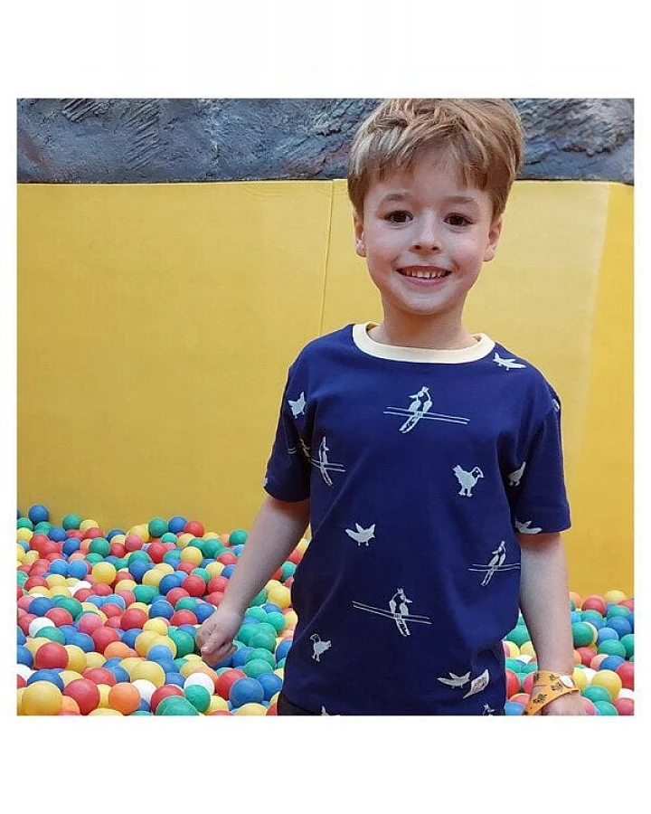 Kipepeo-Clothing SALE Kinder T-Shirt aus Bio-Baumwolle BIRDS Mitternachtsblau