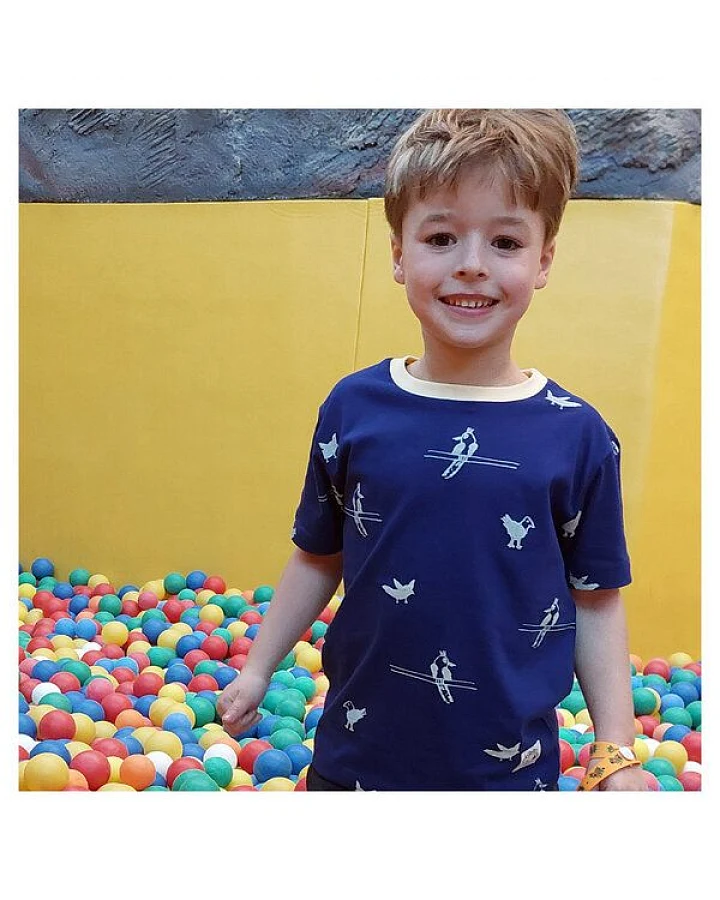 Kipepeo-Clothing SALE Kinder T-Shirt aus Bio-Baumwolle BIRDS Mitternachtsblau