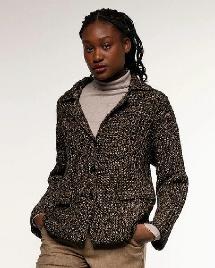 Alma & Lovis Legerer Strick-Blazer in edler Melange-Alpakawolle