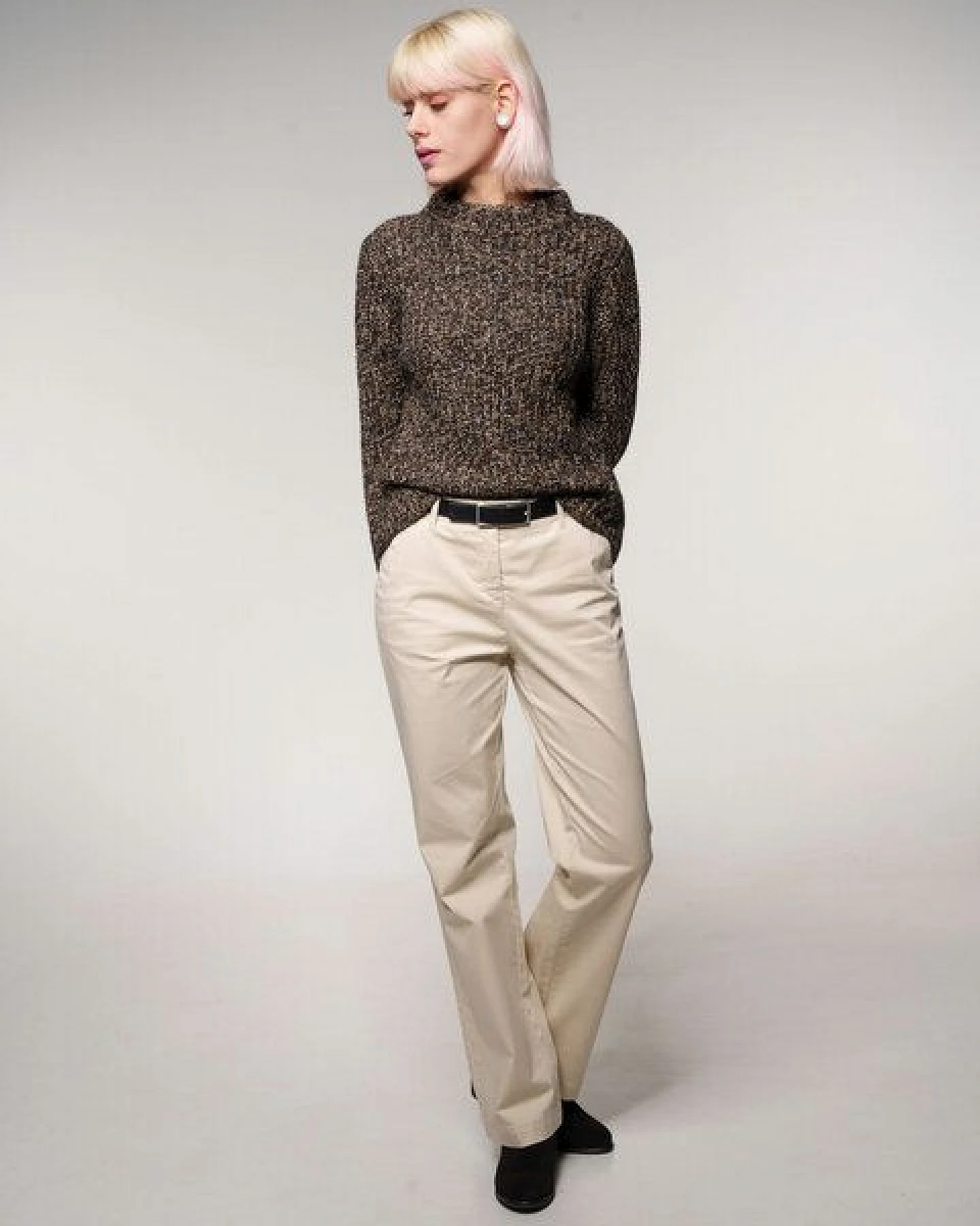 Alma & Lovis Aparter Strickpullover in edler Melange-Alpakawolle – Ansicht 2