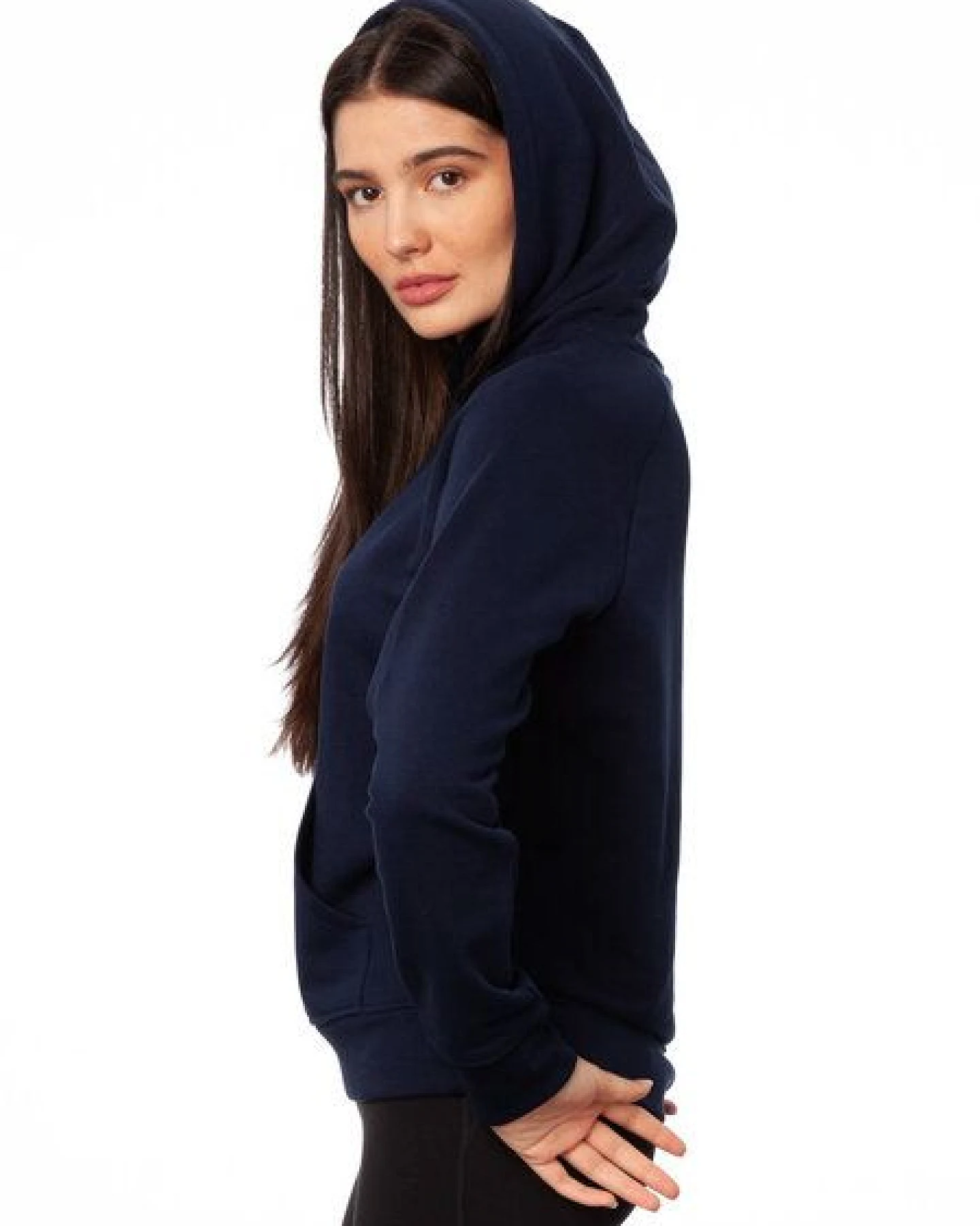 FellHerz Damen Hoodie Glücksklee navy, Bio Fair und Vegan – Ansicht 4