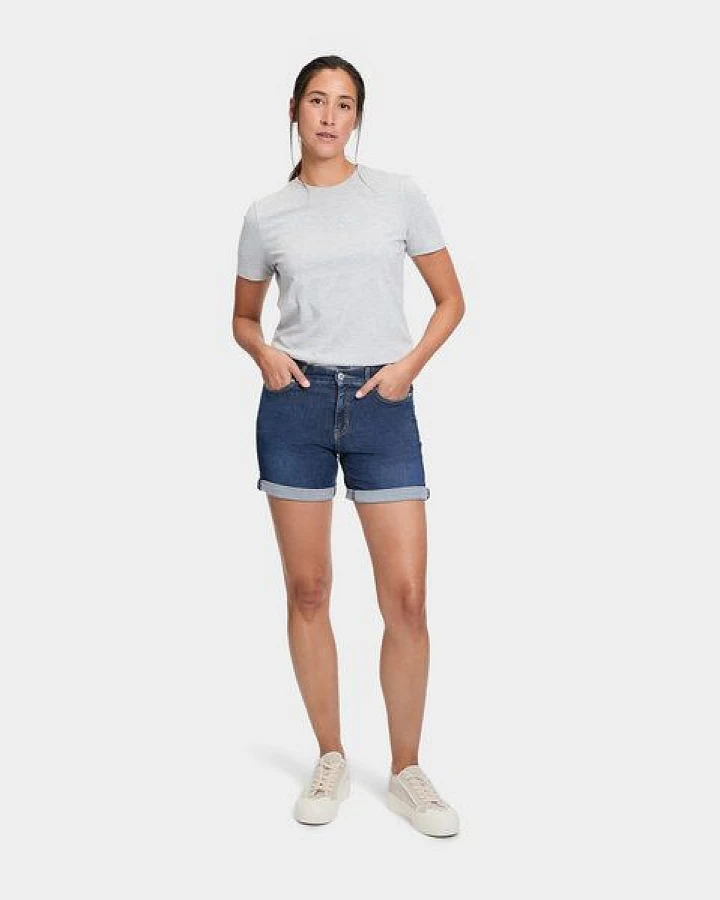 FUTURE:PEOPLE. 11:00 DENIM SHORTS - MID WAIST- Damen Jeans aus leichtem Stretch-Denim aus Bio-Baumwoll/ Tencel-Mix (31100 0 1004)