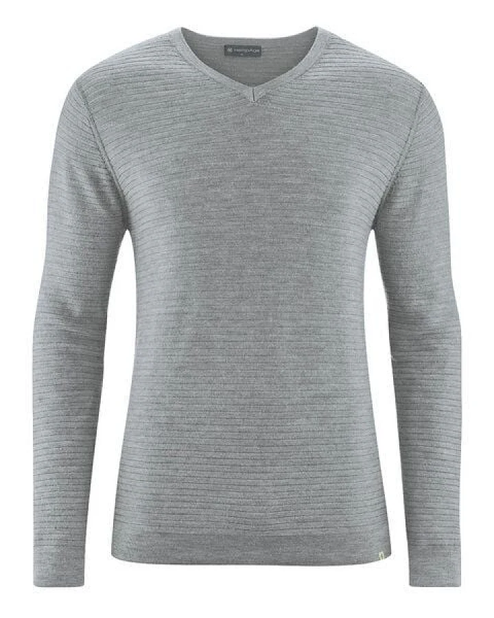 HempAge Klassischer V-Kragen Pullover Wolle/Hanf/Biobaumwolle