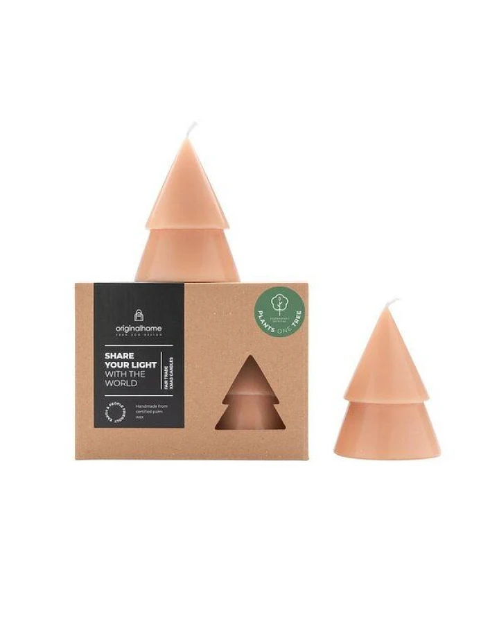 Originalhome Natürliche Weihnachtskerze Tannenbaum aus Pflanzenwachs, M s/2