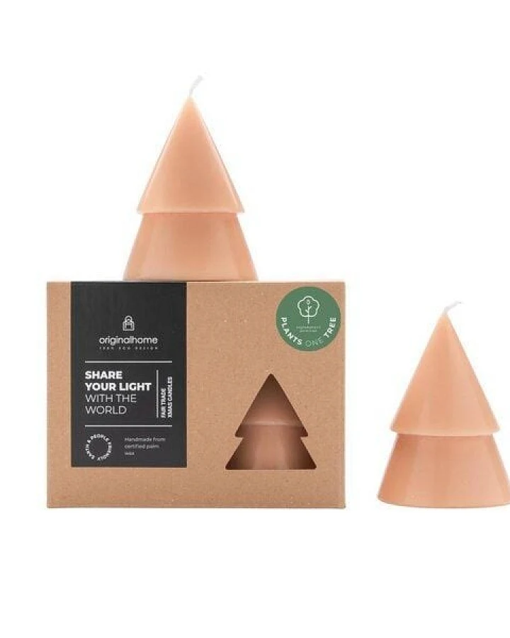 Originalhome Natürliche Weihnachtskerze Tannenbaum aus Pflanzenwachs, M s/2