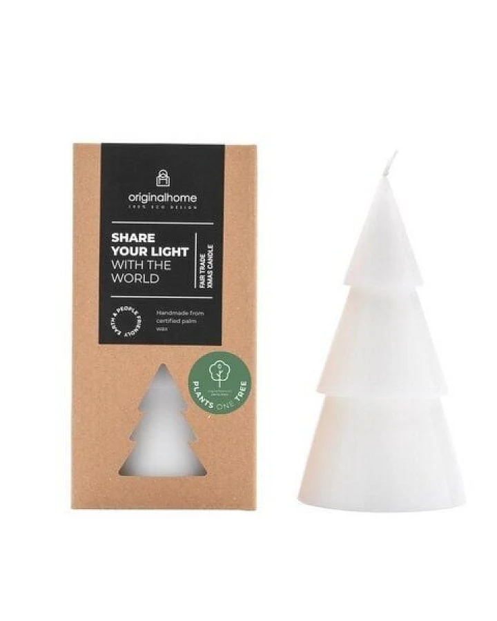 Originalhome Natürliche Weihnachtskerze Tannenbaum aus Pflanzenwachs, L