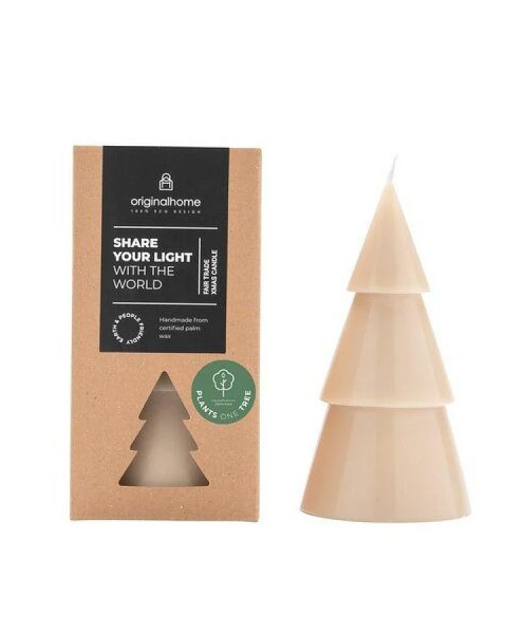 Originalhome Natürliche Weihnachtskerze Tannenbaum aus Pflanzenwachs, L